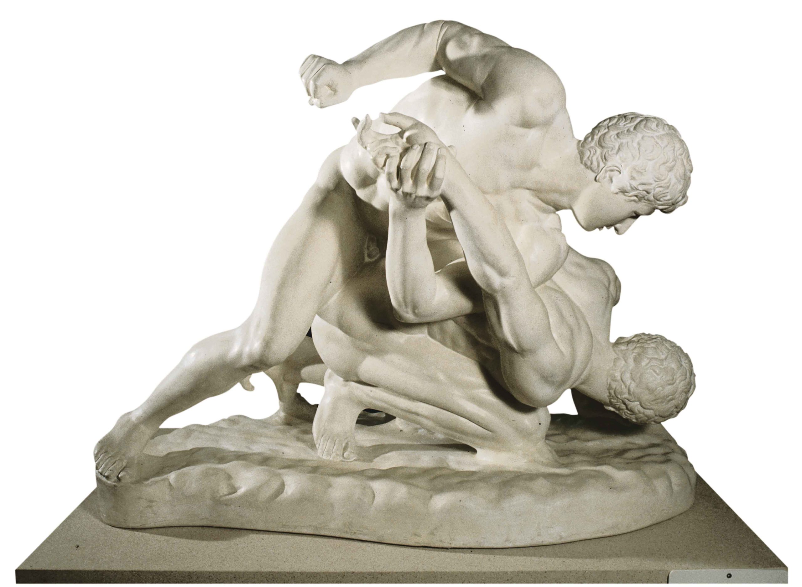 La luktantoj (cast in plaster)