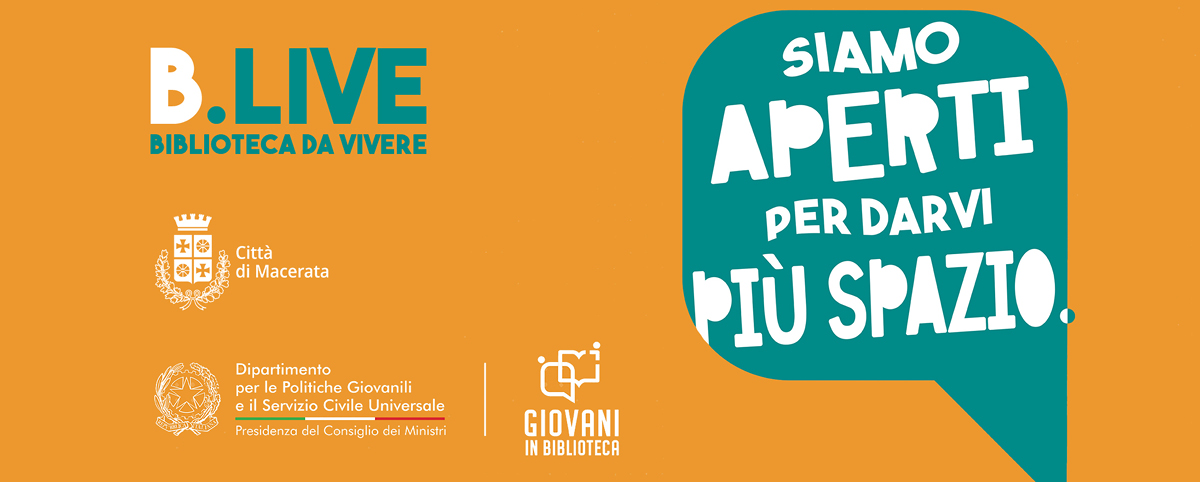 Illustrazione arancione e verde con slogan "Siamo aperti per darvi più spazio" e logo del Comune di Ancona e del Dipartimento per le politiche giovanili