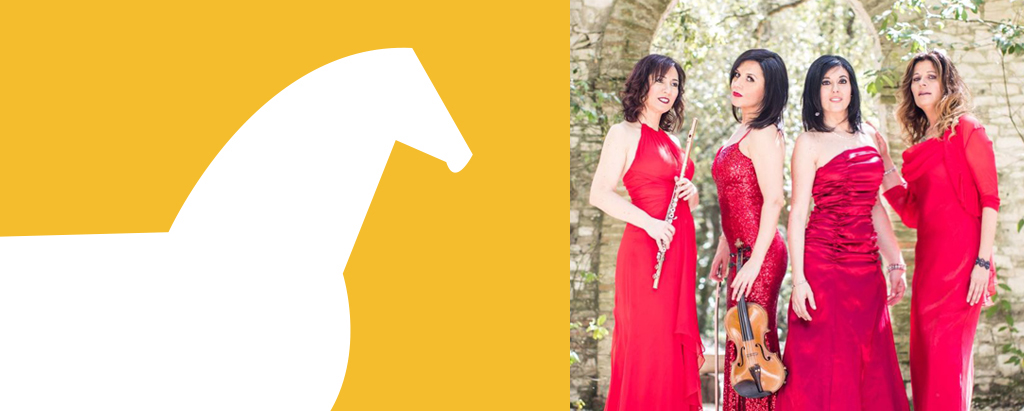 il gruppo musicale marchigiano tutto al femminile del Nino Rota Ensemble. Rosa Sorice, voce Giannina Guazzaroni, violino Federica Torbidoni, flauto Deborah Vico, piano.