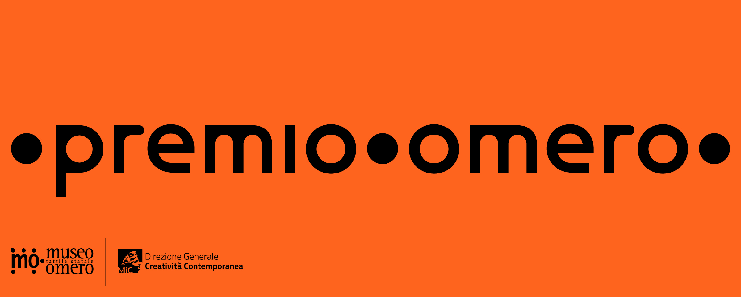 su fondo arancio scritta nera "Premio Omero" e loghi Museo Omero e DGCC