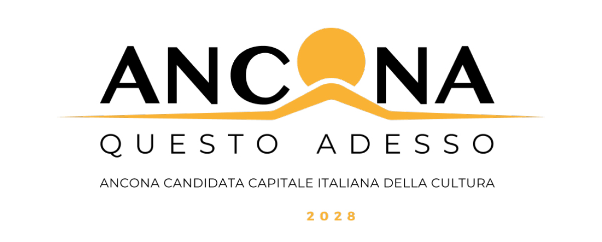 Logo "Ancona - Questo adesso". La lettera "O" è un cerchio giallo ocra.